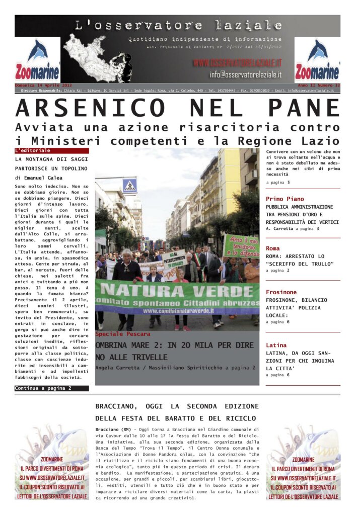 L'osservatore d'Italia edizione del 14 Aprile 2013